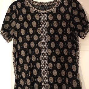 Jcrew black and white tribal blouse